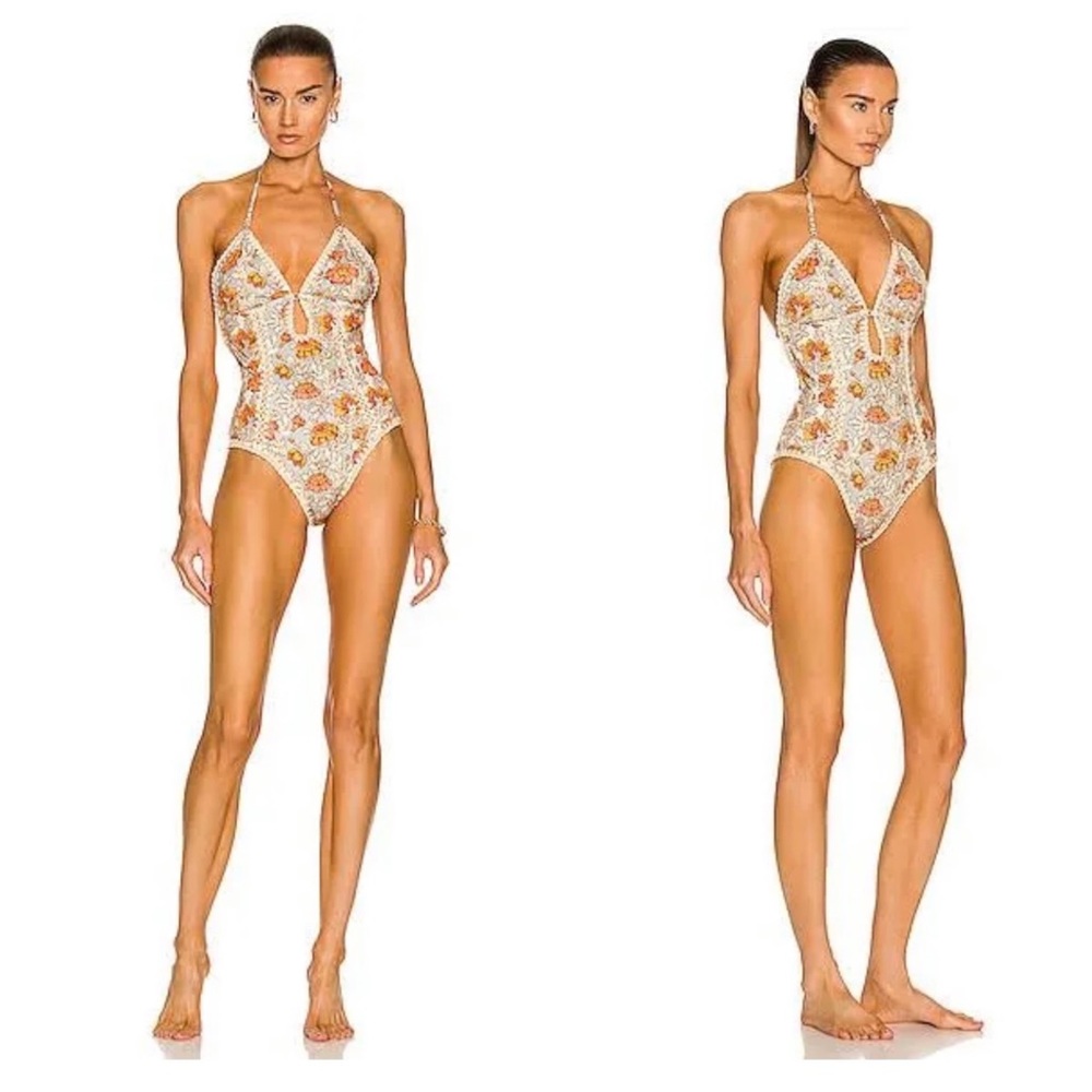 Sold - Zimmermann size 3 Andie Keyhole Crochet One Piece in Spliced size 8 - 10